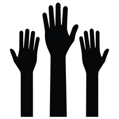 Obraz premium Raised Hands Silhouette Illustration Voting Concept Reaching Goal Volunteerism Support