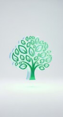 Obraz premium Abstract green tree with leaves isolated on white background