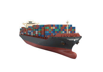 Container Ship: Global Trade and Maritime Transport Isolated on Transparent Background