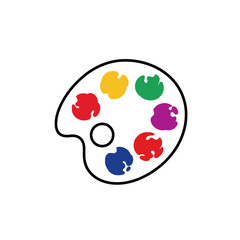 A modern and professional color-themed logo, featuring a paint palette with several colors on it.