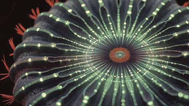 Close up of luminous prickly cactus