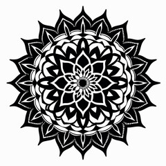 Vector ornate round mandala. Symmetrical flower pattern. Oriental spiritual coloring page.