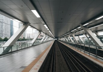 Obraz premium Modern Train Station Platform: Architectural Perspective