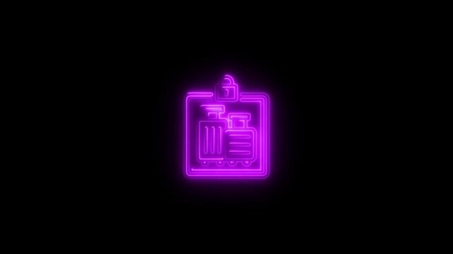 Glowing neon Luggage lock line icon animation. suitcase, line icons.