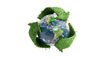 Green Recycling Arrows Encircling Earth Sustainable Planet