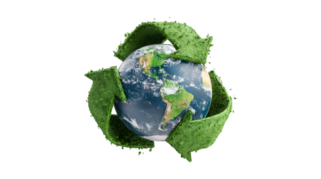 Green Recycling Arrows Encircling Earth Sustainable Planet