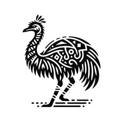 Emu Tribal Bird Illustration Vector Design