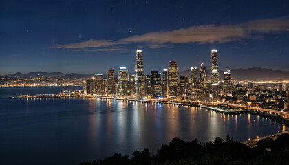 Fototapeta premium Le paysage urbain nocturne