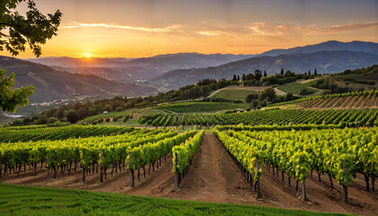 Le paysage viticole ensoleill&eacute;