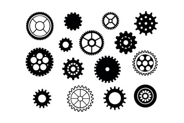 Collection of forty distinct gear icons