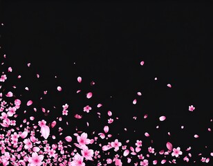Pink cherry blossom petals on black background (1)