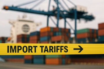 Obraz premium Tax impact trade. Yellow caution tape reading 