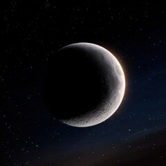 Obraz premium Glistening Crescent Moon Illuminates Night Sky with Soft Clouds Creating a Dreamy Ethereal Atmosphere Surrounded by Stars and Cosmic Beauty