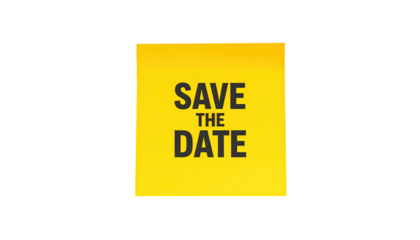 Save the date sticky note isolated on white background