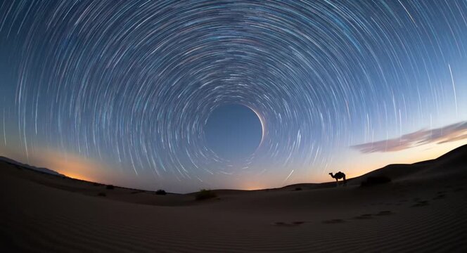 stary night inthe desert panaroma shot