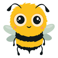 Vector illustration for children's products. A cute bee with big eyes on a white background. Vector illustration