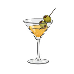 cocktail with olives and lime