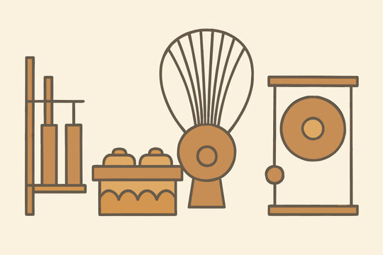 Geometric Traditional Music Icon Set