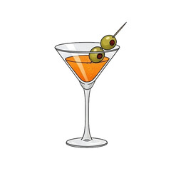 martini glass with olives