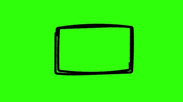 rectangle frame animation, black hand drawn rectangle box drawing in animated stroke motion on green screen background perfect for highlight boxes and explainer layouts

