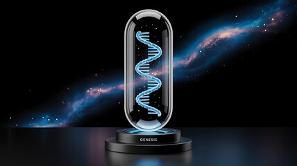 Blue abstract background with a glowing metal corkscrew and a glass wine bottle decoration for a holiday celebration.