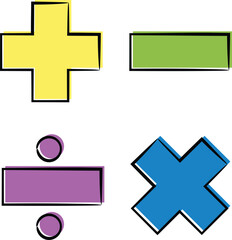 Fototapeta premium Hand-Drawn Colorful Math Symbols Set