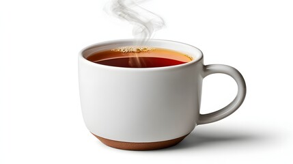 Steaming Coffee Mug with Aromatic Brew and Visible Steam Against a White Background