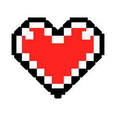 Obraz premium Retro 8-Bit Pixelated Heart Icon Vector with Vibrant Colors