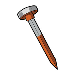A sturdy iron nail with a sharp tip and flat head, perfect for joining wood or other materials. Durable, rust-resistant, and essential for construction and repairs.
