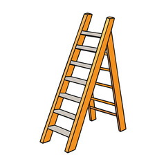 A sturdy wooden ladder with smooth rungs and natural finish, perfect for reaching high places safely. Classic design blends durability with rustic charm.
