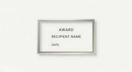 Minimalist award plaque template with a simple frame. A clean placeholder for recognizing achievement, with space for recipient name and date.