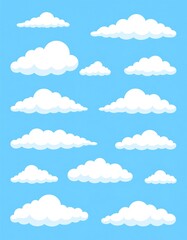 Image of Cartoon clouds on a blue background printed on Printed Glass Basin Splashbacks
