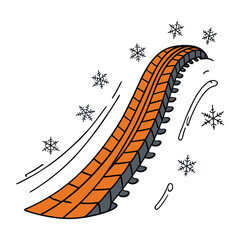 Deep, rugged winter tire tracks cut through snow and ice, showcasing strong grip and control—perfect for navigating slippery, frozen roads with confidence.
