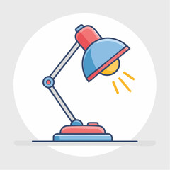 Modern Minimalist Desk Lamp Icon with Flat Design and Clean Lines - Simple Solid Color Accent Lighting Symbol
