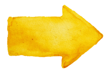 A yellow paintbrush stroke with a pointed end, creating an arrow