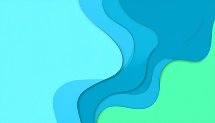 Abstract wavy shapes in light blue, teal, and mint green.  Layered, 3D effect