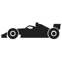 Sleek Black Silhouette of a Formula One Race Car: Speed, Power, and Competition