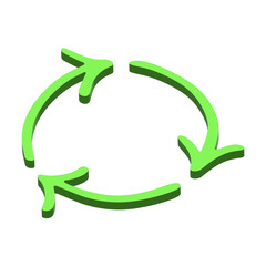 3d recycle arrow icon Recycling resources symbol Reuse of materials, zero waste, green environment, saving the planet