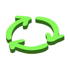 3d recycle arrow icon Recycling resources symbol Reuse of materials, zero waste, green environment, saving the planet