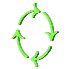 3d recycle arrow icon Recycling resources symbol Reuse of materials, zero waste, green environment, saving the planet
