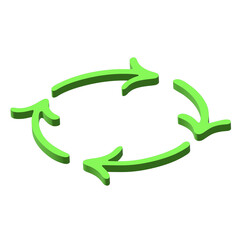 3d recycle arrow icon Recycling resources symbol Reuse of materials, zero waste, green environment, saving the planet
