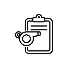 Coach s clipboard and whistle icon for sports training