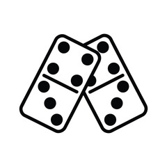 Two Dominoes Pieces Line Art Icon