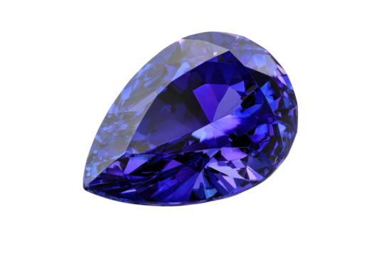 A blue gemstone with a pointed top