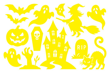Set of Halloween silhouettes on a white background 
