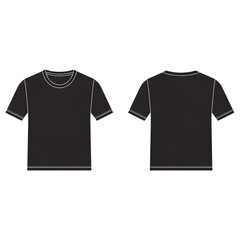 Naklejka premium Black Plain T-Shirt Front and Back View Template