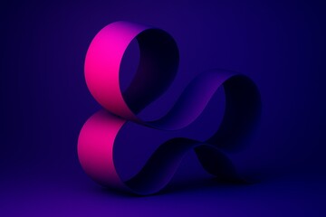 Fototapeta premium A pink and blue ribbon with the letter E on it