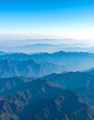 Fototapeta premium Mountain ranges seen from high altitude