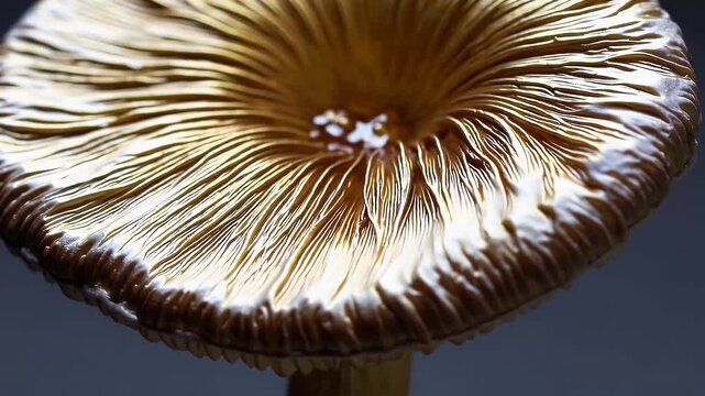 extreme close up psychedelic magic mushroom psilocybe cubensis species revealing golden hues textured surface ideal microdosing natural medicine alternative