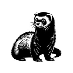 Charming ferret illustration with detailed fur texture isolated on white background